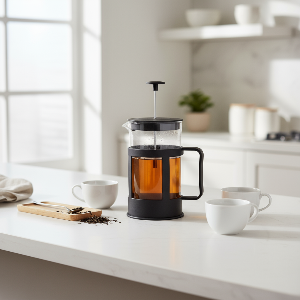 Plastic Glass Teapot With Plunger 600ml