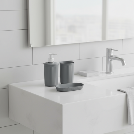 Plastic Grey Bathroom (Set of 3)