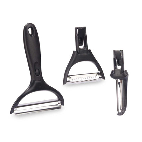 Plastic Kitchen Peelers (Set of 3) Black