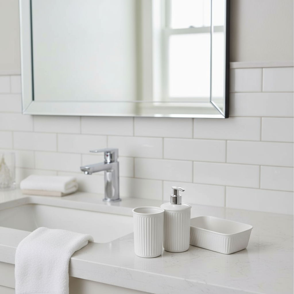 Plastic Sky White Bathroom Set