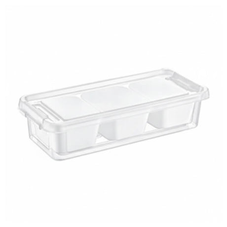 Plastic Storage Organizer 3 Compartments White 1.2L