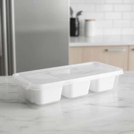 Plastic Storage Container 3 Compartments White 1.2L