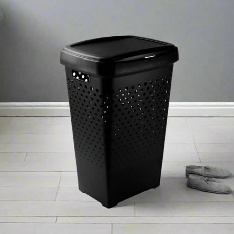 Plastic Zoom Laundry Hamper 70L Black