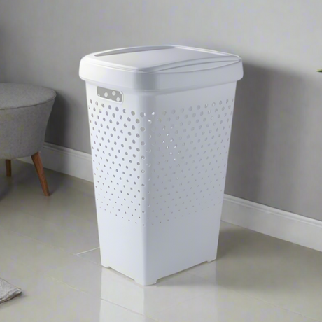 Plastic Zoom Laundry Hamper 70L White