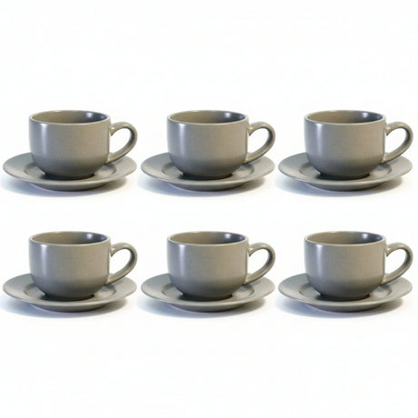 Porcelain Cup & Saucer 220ml Charcoal (Set of 12)