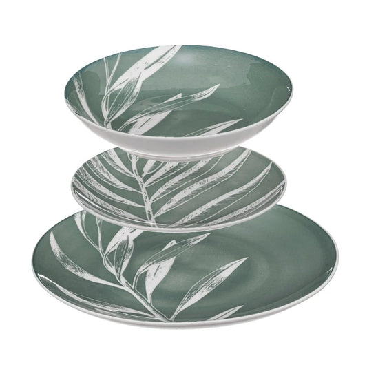 Porcelain Dinner Set Elegant Green (18 Piece Set)