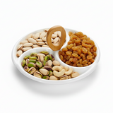 Porcelain 3 Division Serving Dry Fruit Dish Wood Handle