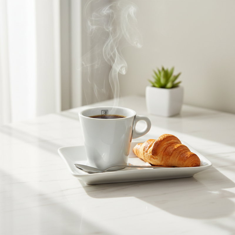 Porcelain Coffee Mug 180ml With Tray 19.5cm White