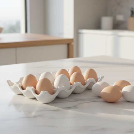 Porcelain Egg Holder 12 Eggs White