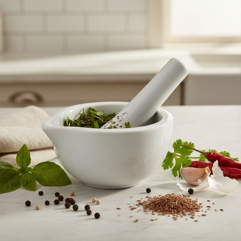 Porcelain Pestle And Mortar 9cm