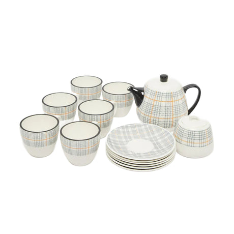 Porcelain Printed Tea Set White (Set of 16pcs)