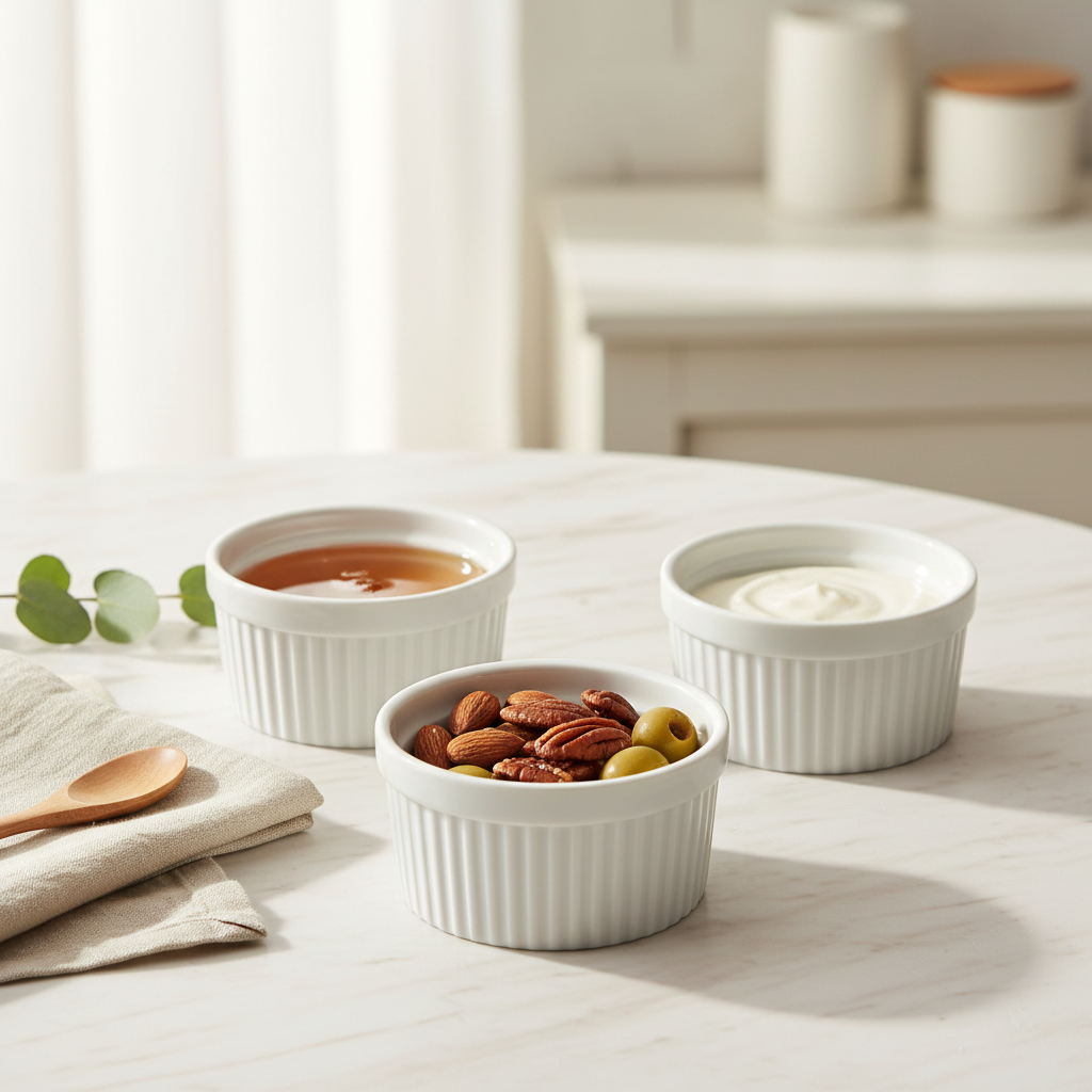 Porcelain Round Serving Bowls 9.7cm White (Set of 3)