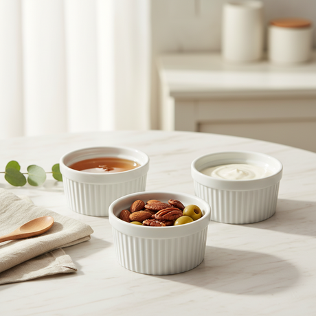 Porcelain Round Serving Bowls 9.7cm White (Set of 3)