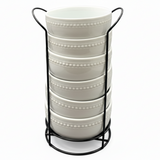 Porcelain Soup Bowls 800ml White With Stand Black (Set of 6)