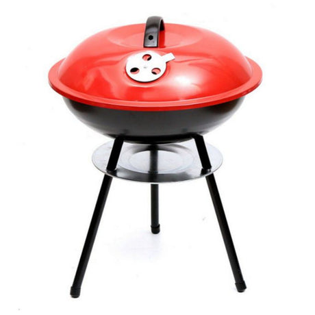 Portable Round Kettle Charcoal BBQ Grill Red/Black 36cm