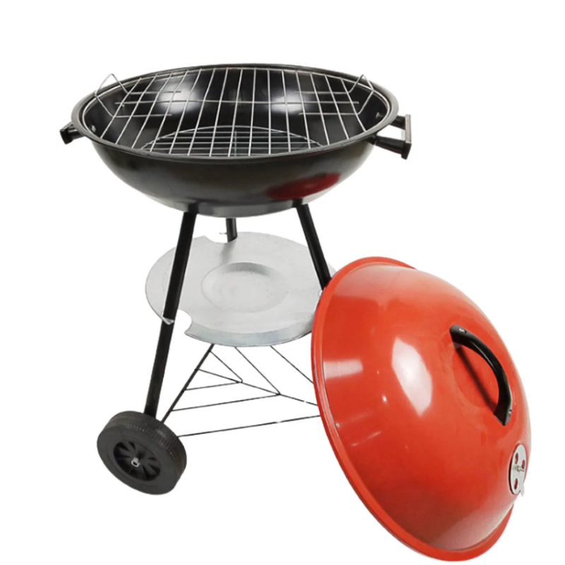 Portable Round Kettle Charcoal BBQ Grill Red/Black 43cm