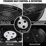 Portable Round Kettle Charcoal BBQ Grill Red/Black 43cm