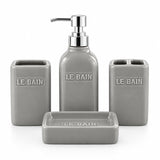 Premium Ceramic Bathroom Set Grey (Set of 4 Pcs)