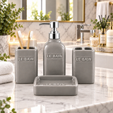 Premium Ceramic Bathroom Set Grey (Set of 4 Pcs)