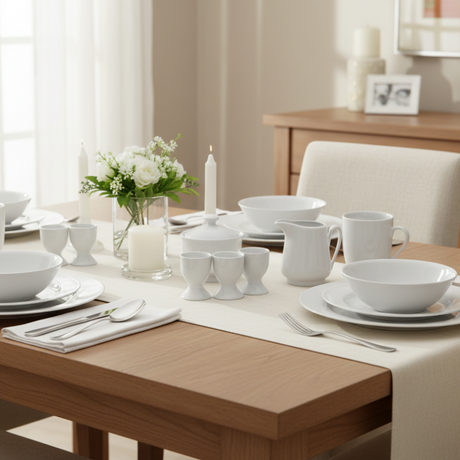 Porcelain Dinner 47 Piece Set White