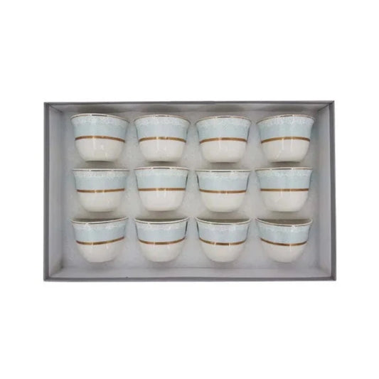 Green Tea Cup Set White & Blue (12pcs Set)