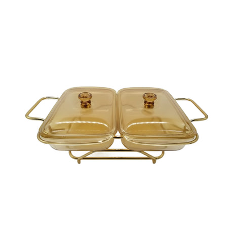 Rectangle 2in1  Burner Dish 1.5L Gold