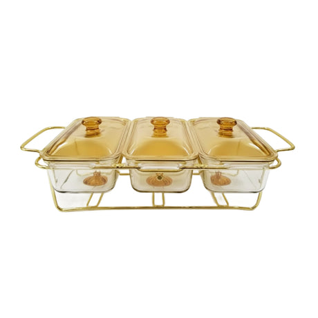 Rectangle 3in1 Burner Dish 1.3L Gold