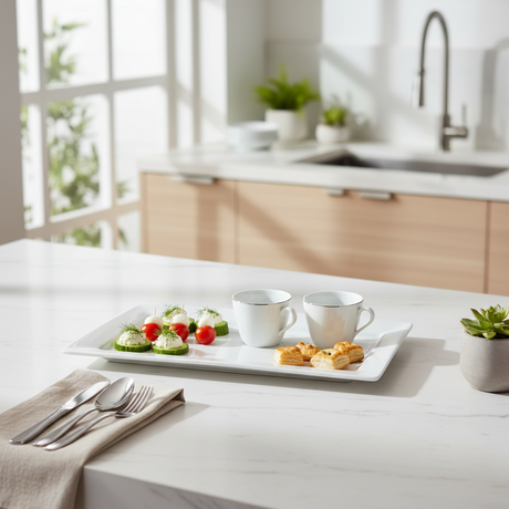 Rectangle Porcelain Serving Tray 40.7cm White