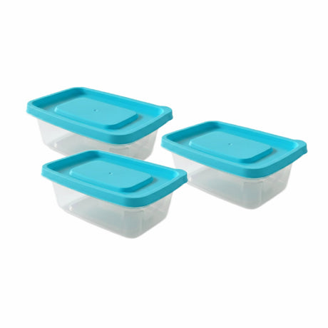 Rectangular Lunch Boxes Plastic 1.35L (Set of 3)