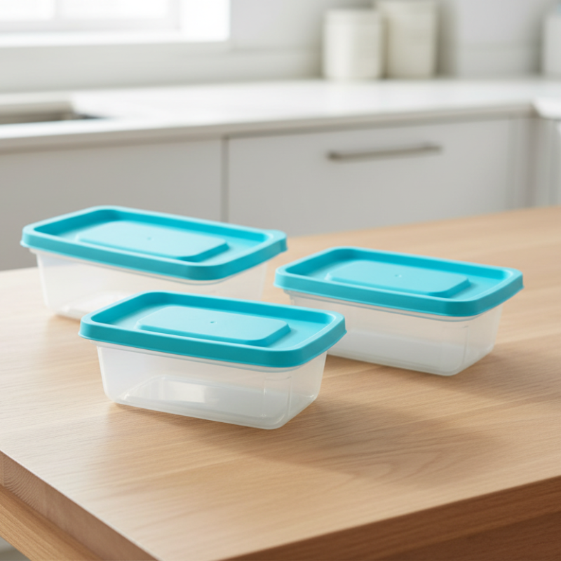 Rectangular Lunch Boxes Plastic 1.35L (Set of 3)