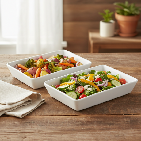 Rectangular Porcelain Serving Dish Set of 2pcs 21.5cm