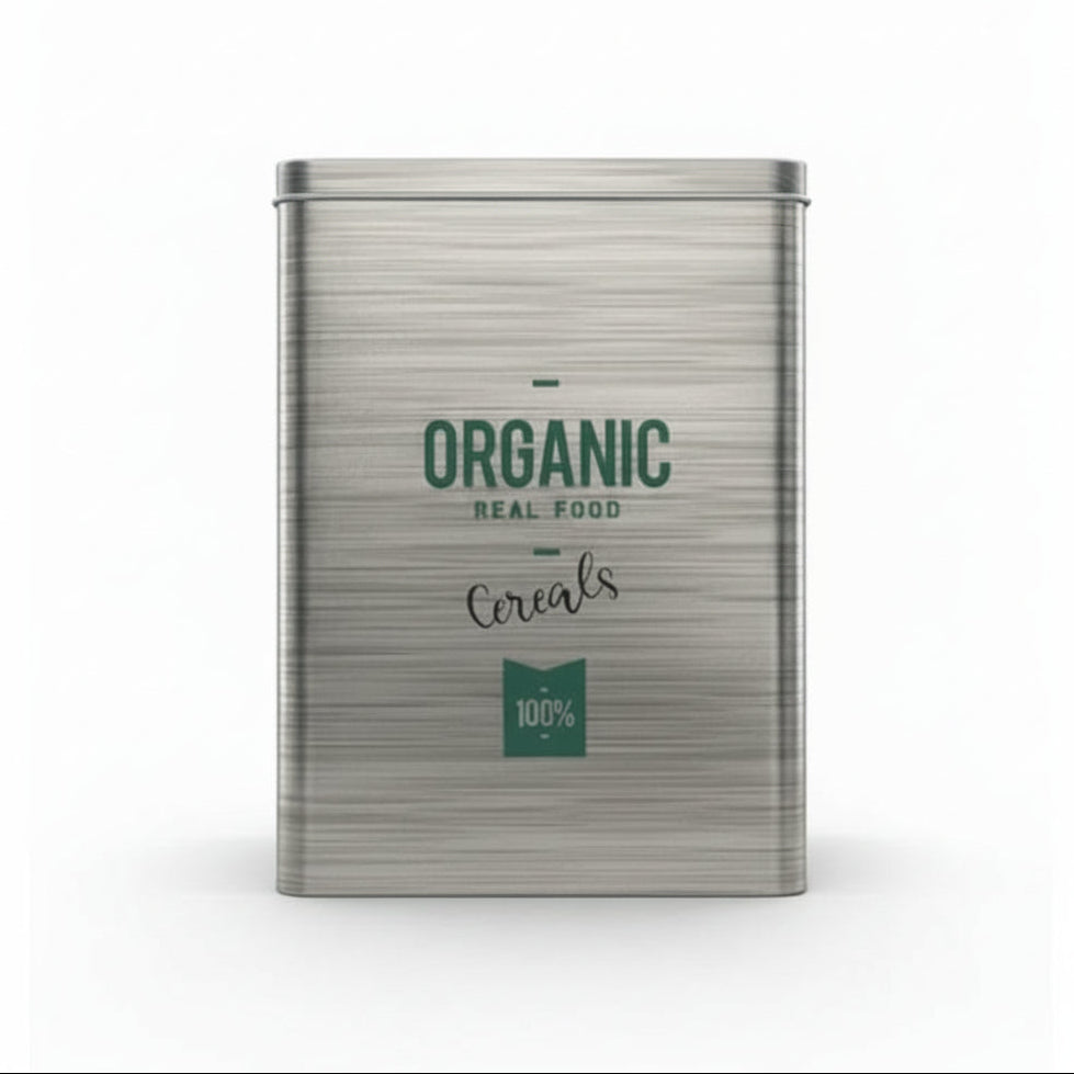 Rectangular Tin Cereal Organic Can