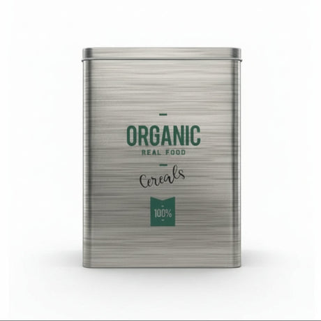 Rectangular Tin Cereal Organic Can