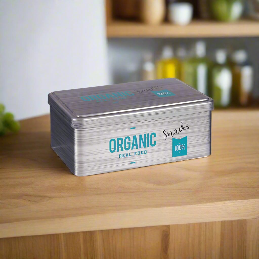 Rectangular Tin Snacks Organic Can