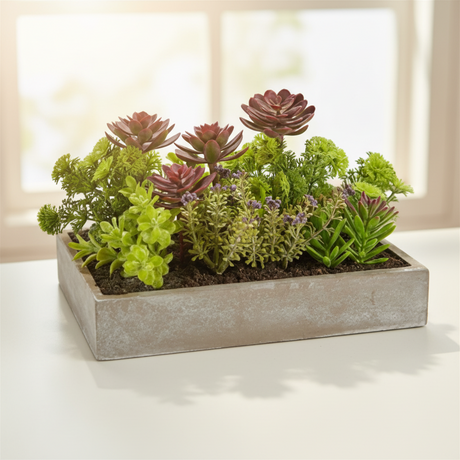 Artificial Plants in Rectangular Box Grey
