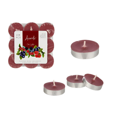 Red Berries Tea Light Candles Set of 18pcs
