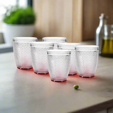 Red Points Water Serving Glass 300ml