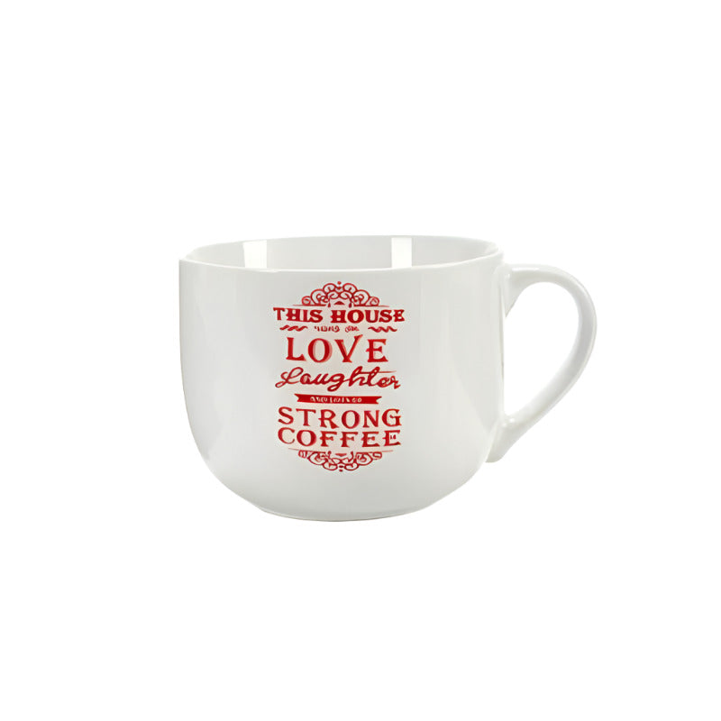 Red Printed Porcelain Coffee Mug 500ml