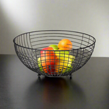 Round Fruit Basket in Black Metal