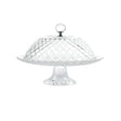 Round Glass Cake Serving Stand With Lid (Set of 2pcs)