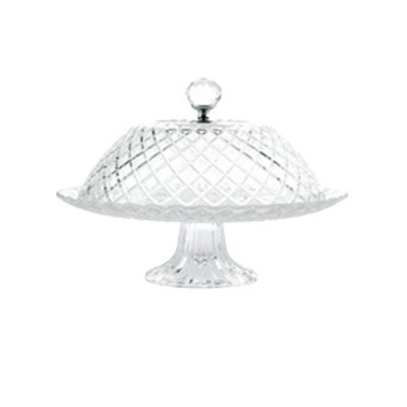 Round Glass Cake Serving Stand With Lid (Set of 2pcs)