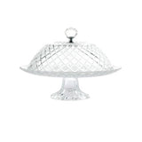 Round Glass Cake Serving Stand With Lid (Set of 2pcs)