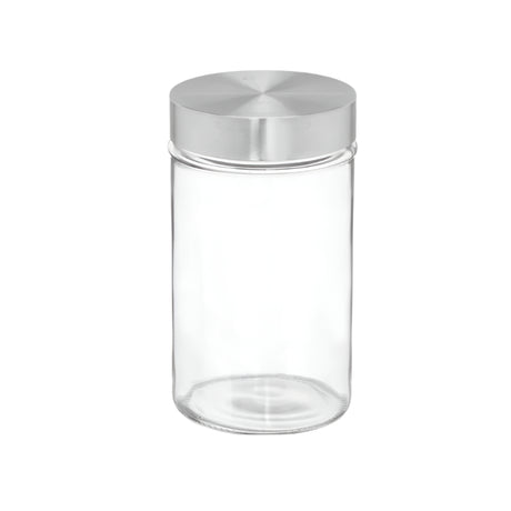 Round Glass Jar With Steel Lid 1L