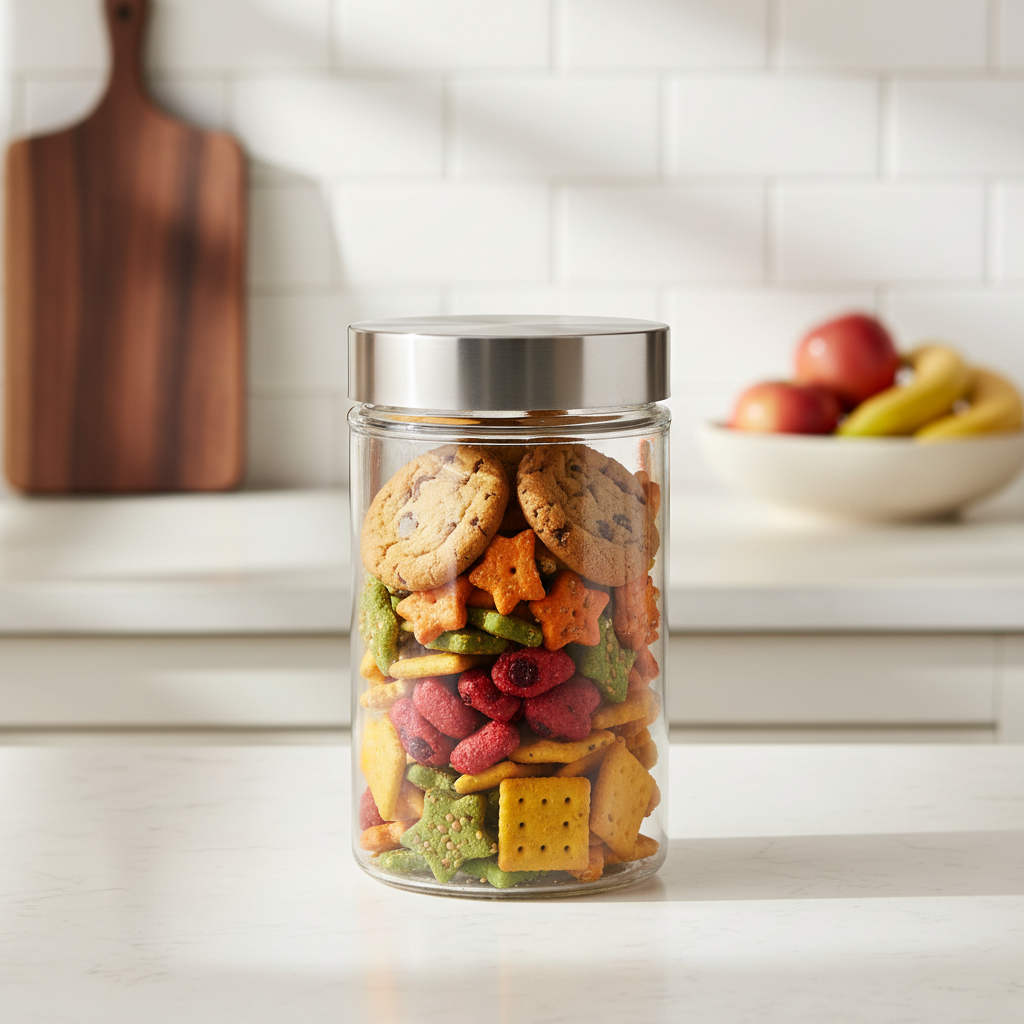 Round Glass Jar With Steel Lid 1L