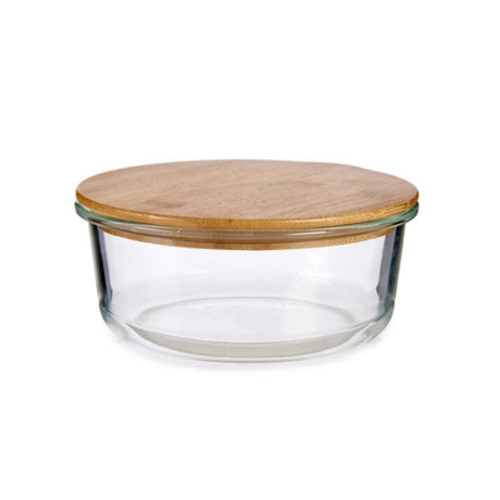 Round Glass Lunch Box With Bamboo Cap 620ml