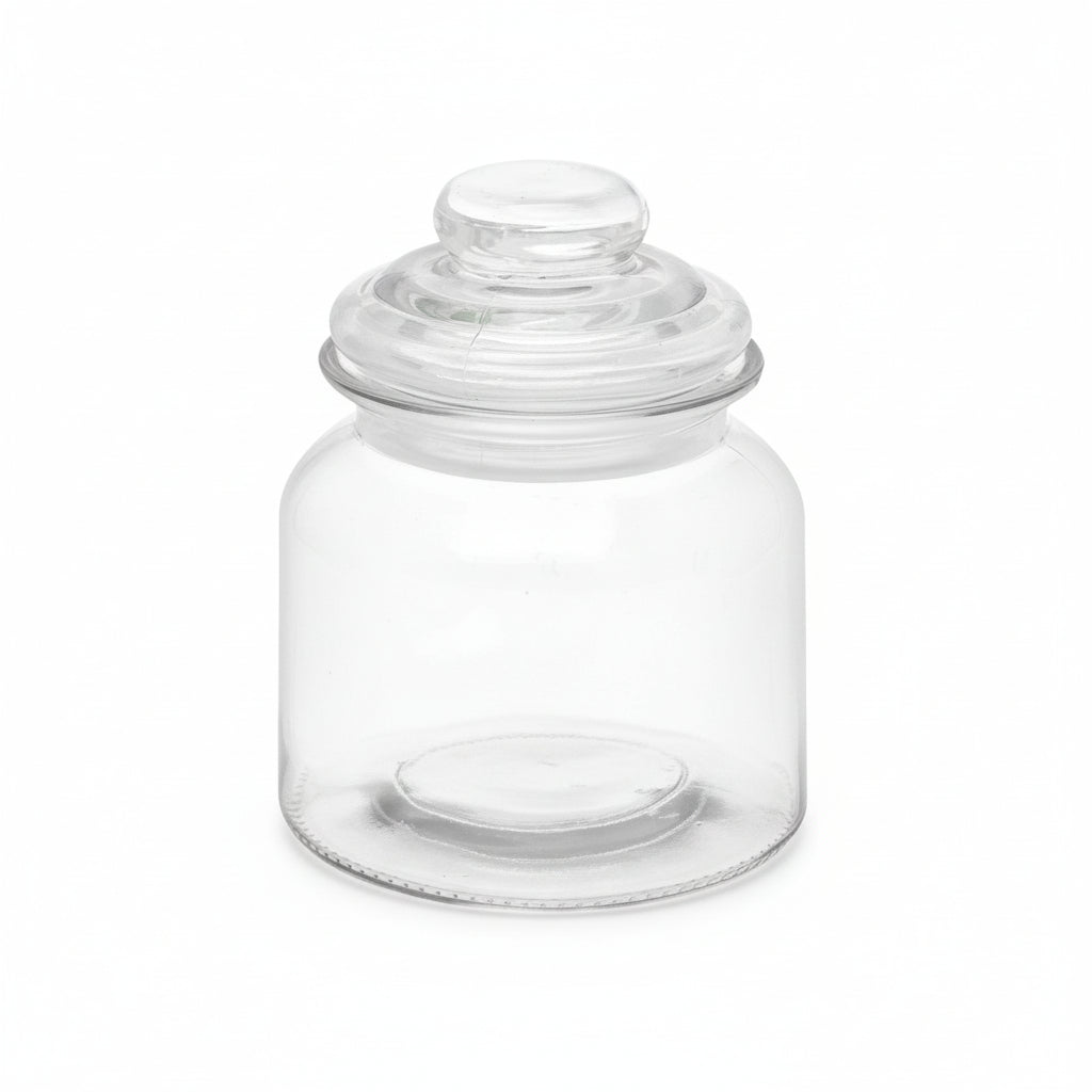 Round Smooth Glass Jar With Lid 600ml