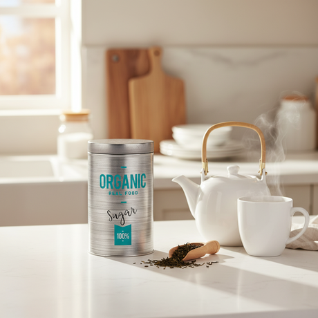 Round Tin Storage Container Sugar