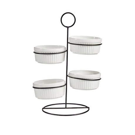 Round White Bowls With Black Stand 200ml (Set of 4)