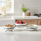 Round White Porcelain Bowls With Stand 350ml (Set of 3)