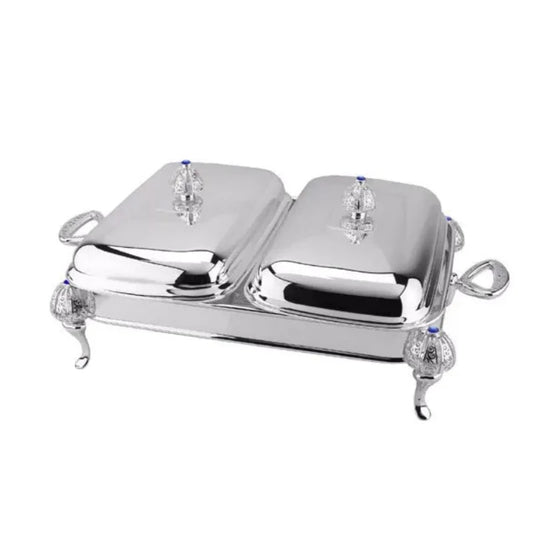 Stainless Steel Royal Twin Food Warmer Rectangle Silver